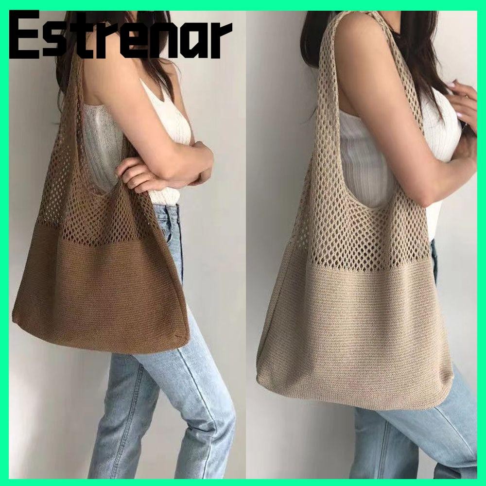 Estrenar Shopping Bag Designer Messenger Tote ถักไนลอน