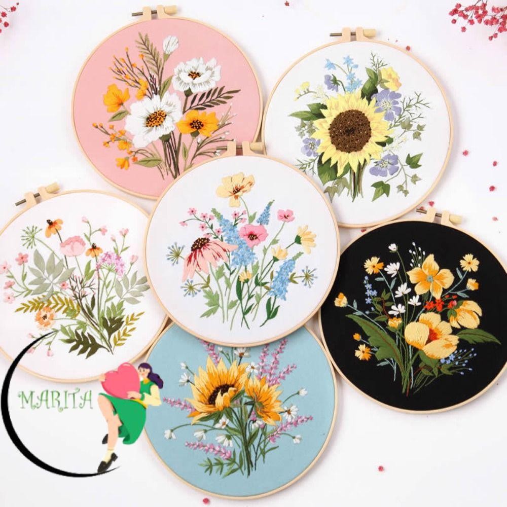 Marita เย็บปักถักร้อยดอกไม้ Handmade Arts เข็มด้ายเครื่องประดับ DIY หัตถกรรมเย็บปักถักร้อย Hoop