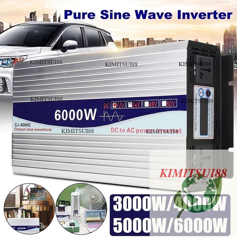อินเวอร์เตอร์เพรียวซายเว 6000w รุ่น12v/24v/48v ตัวแปลงไฟDC เป็น AC ตัวแปลงไฟ Pure Sine wave inverter