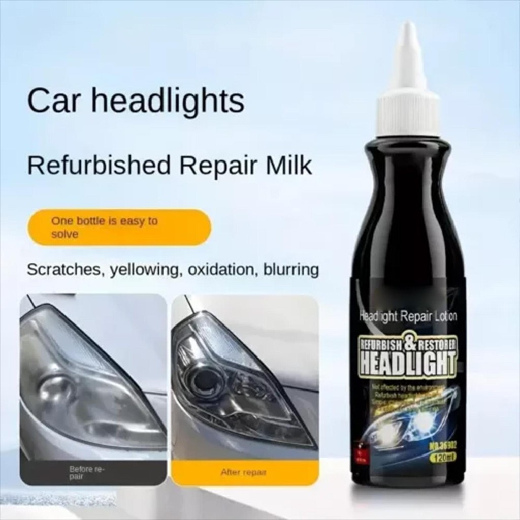 ทำความสะอาดไฟหน้า การฟื้นฟูไฟหน้ารถ 120ml ไฟหน้ารถซ่อมรอยขีดข่วนไฟหน้าตัวแทนซ่อมไฟหน้าทําความสะอาดปลอดภัยรถ