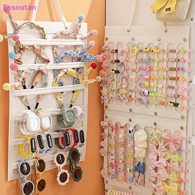 [TSST] ผม Bows Organizer แขวนผนังขนาดใหญ่ความจุผู้ถือคลิปผมแขวนประหยัดพื้นที่อุปกรณ์เสริมสําหรับห้องพักสาว TAN