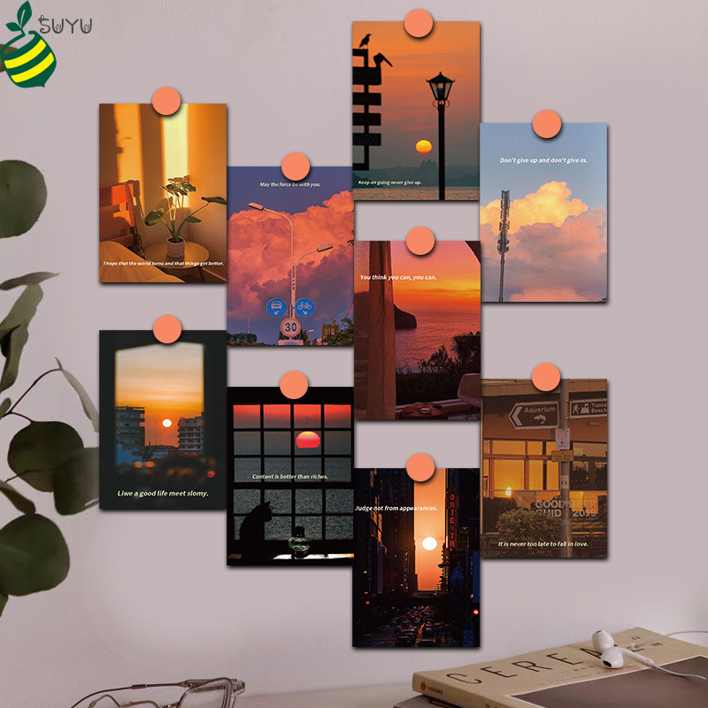 10 ชิ้น Sunset Photo Wall Collage พิมพ์ความงามภูมิทัศน์โปสเตอร์สติ๊กเกอร์ติดผนัง Room Photo โปสเตอร์พื้นหลัง Home Wall Decor