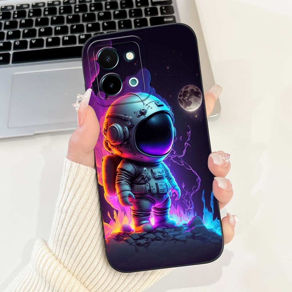 Vivo Y28 4G น่ารักนักบินอวกาศแมวไดโนเสาร์การ์ตูนซิลิโคนอ่อนนุ่ม Jelly Case Vivo Y28 4G V2352 เลนส์ป้องกันเคสโทรศัพท์ - รูปที่ 4