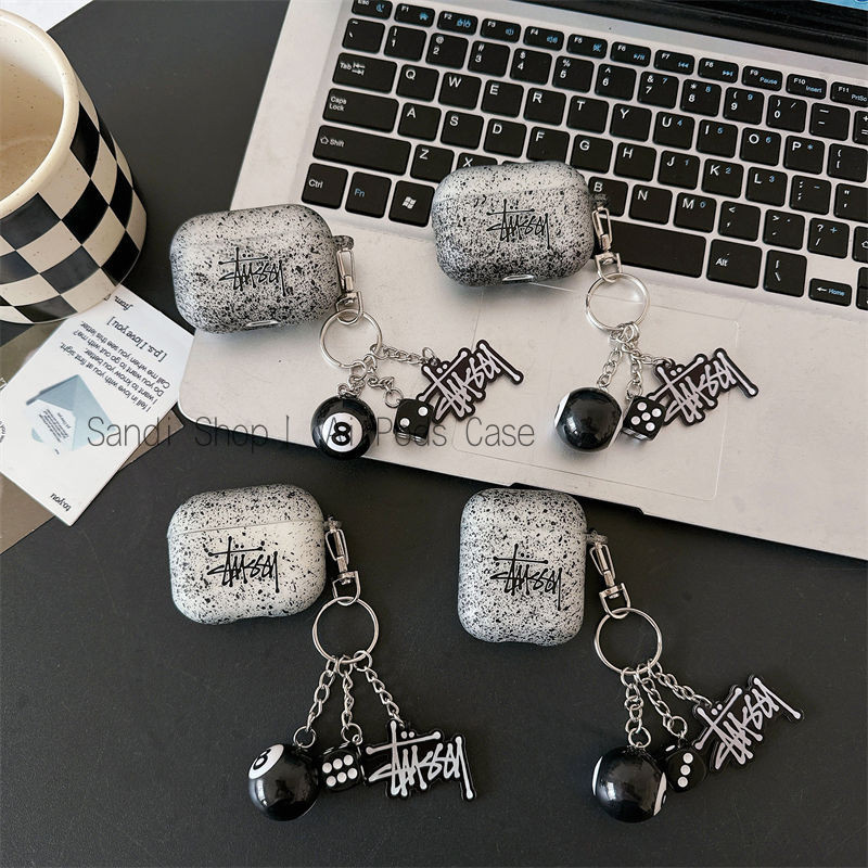แบรนด์อินเทรนด์ S tussy เคสซิลิโคนนุ่ม สําหรับ AirPods 1/2/3/Pro/Pro2 รองรับ AirPods 4 บลูทูธ กันตก พร้อมจี้