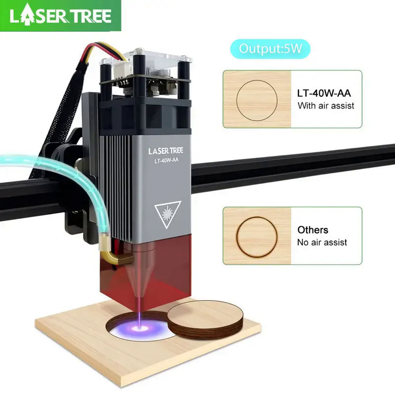 LASER TREE 5W Air Assist Laser Module 450nm Blue Laser Head for CNC DIY Laser Wood Cutter Engraving 
