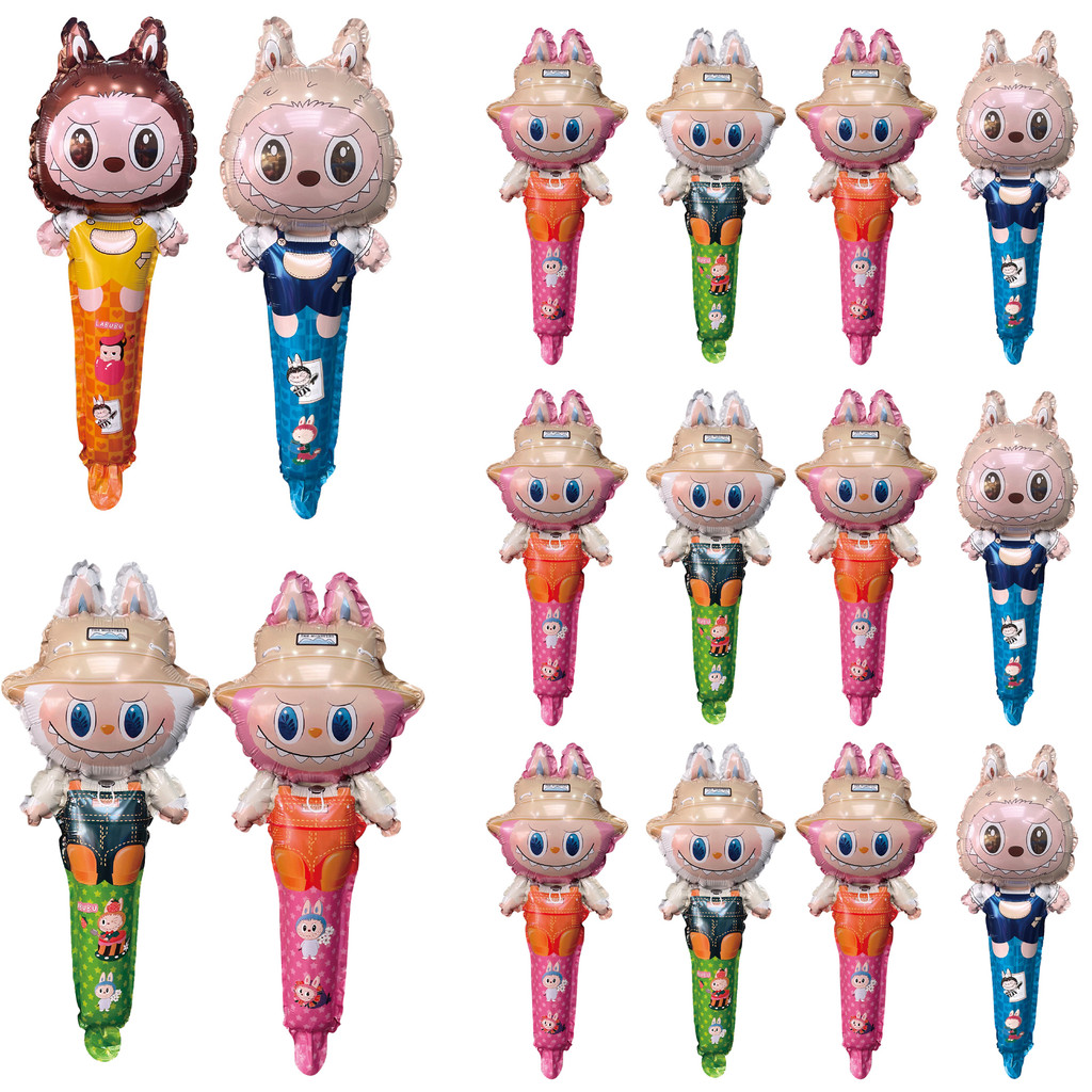 การ์ตูนน่ารัก Labubu Bubble Macaron คลิปบอลลูนเด็กมือถือแถบคาดศีรษะบอลลูน