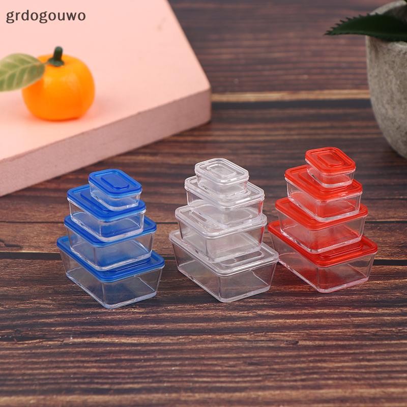 Grdog 4 ชิ้น 1/12 Dollhouse Mini Fresh Keeping กล่องกล่องอาหารกลางวันชุดเครื่องใช้บนโต๊ะอาหารในครัว th
