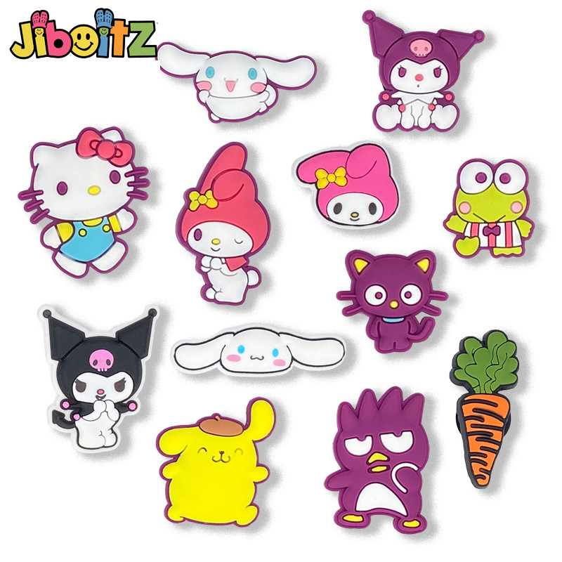 Jibbitz crocs charm รองเท้าหัวเข็มขัดรูอุปกรณ์เสริมรองเท้า Sanrio น่ารัก Kuromi Melody รองเท้าแฟชั่นอุปกรณ์เสริม