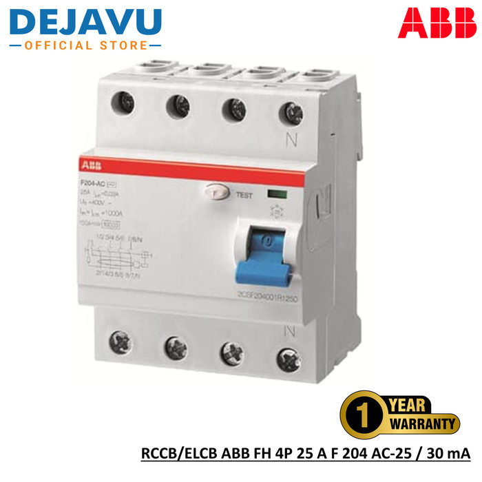 ELCB ABB RCCB 4P 25A 30mA - F204 AC-25 (2CSF204005R1250)