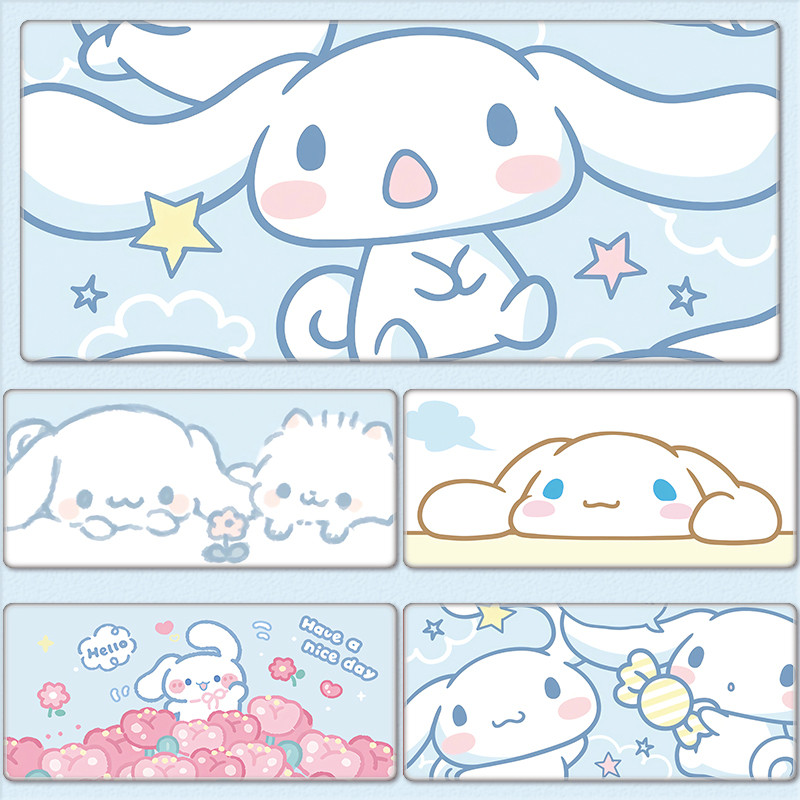 แผ่นรองเมาส์ Cinnamoroll ขนาดใหญ่น่ารัก Sanrio การ์ตูนเกม Mousepad คอมพิวเตอร์สํานักงานแป้นพิมพ์แผ่นรองโต๊ะ
