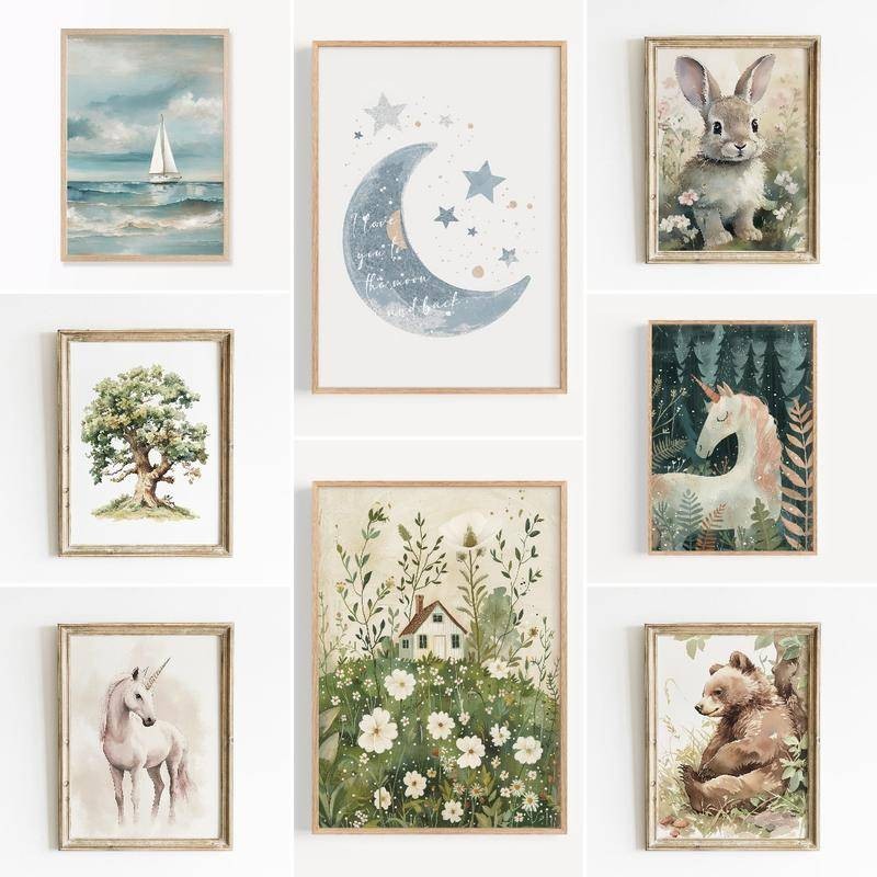 Vintage Ballerina Nursery Art พิมพ์ผ้าใบโปสเตอร์เด็กตกแต่งห้องนอนภาพวาดบัลเล่ต์ Dancer สีน้ําพิมพ์สาวเนอสเซอรี่ Minimalist พิมพ์ Wall Art