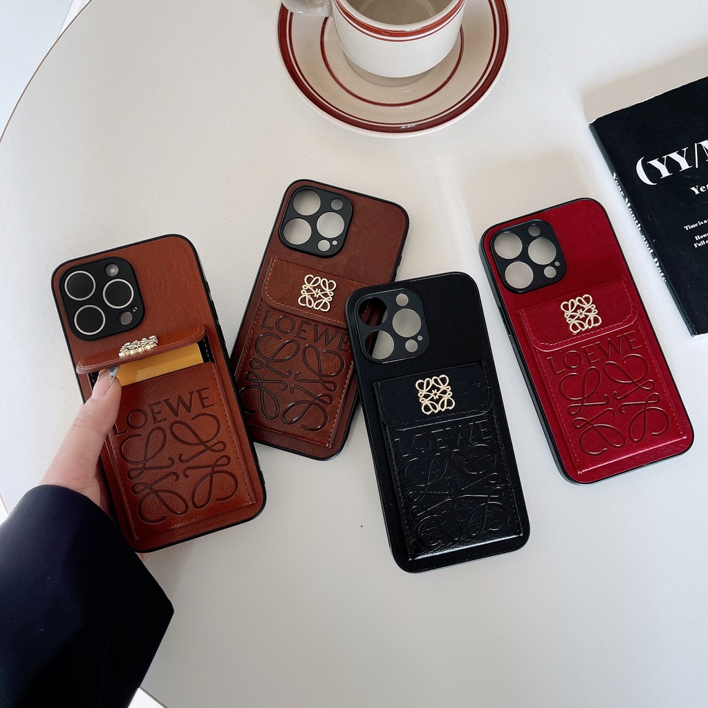 ช่องเสียบการ์ดหนังวินเทจคุณภาพสูงแบรนด์หรูแพคเกจเต็มรูปแบบเคสโทรศัพท์สําหรับiphone 17promax 17Air 17 16 15 14 13 12 11 Pro Max 16plus 15max XsMax XR X Xs 7 8 Plus caseing