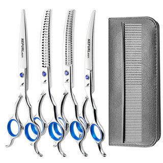 7.0 นิ้วราคาไม่แพงสีชุบไฟฟ้า 4 คู่สัตว์เลี้ยงกรูมมิ่งกรรไกรต…