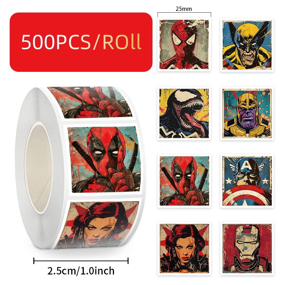 500 ชิ้น/ม้วนการ์ตูน Marvel Heroes ปิดผนึกสติกเกอร์ Graffiti สติกเกอร์สําหรับจักรยานบัญชีมือกรณีดินสอ Decals LanLanStickersWorld