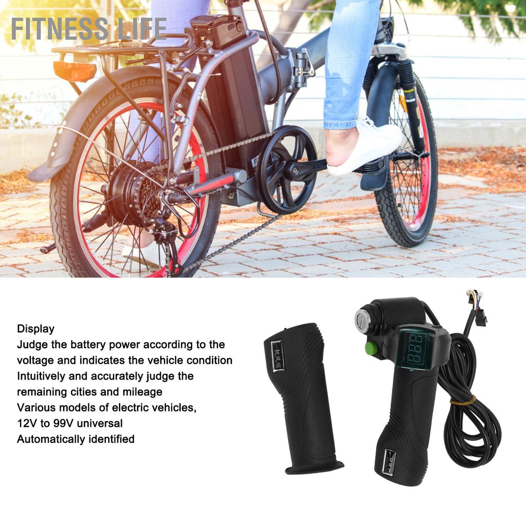 Fitness Life Oneคู่ไฟฟ้าจักรยานคันเร่งHandlebarใหญ่หัวล็อคหน้าจอสีฟ้า 12V To 99Vจักรยานคันเร่งGripสำหรับขี่