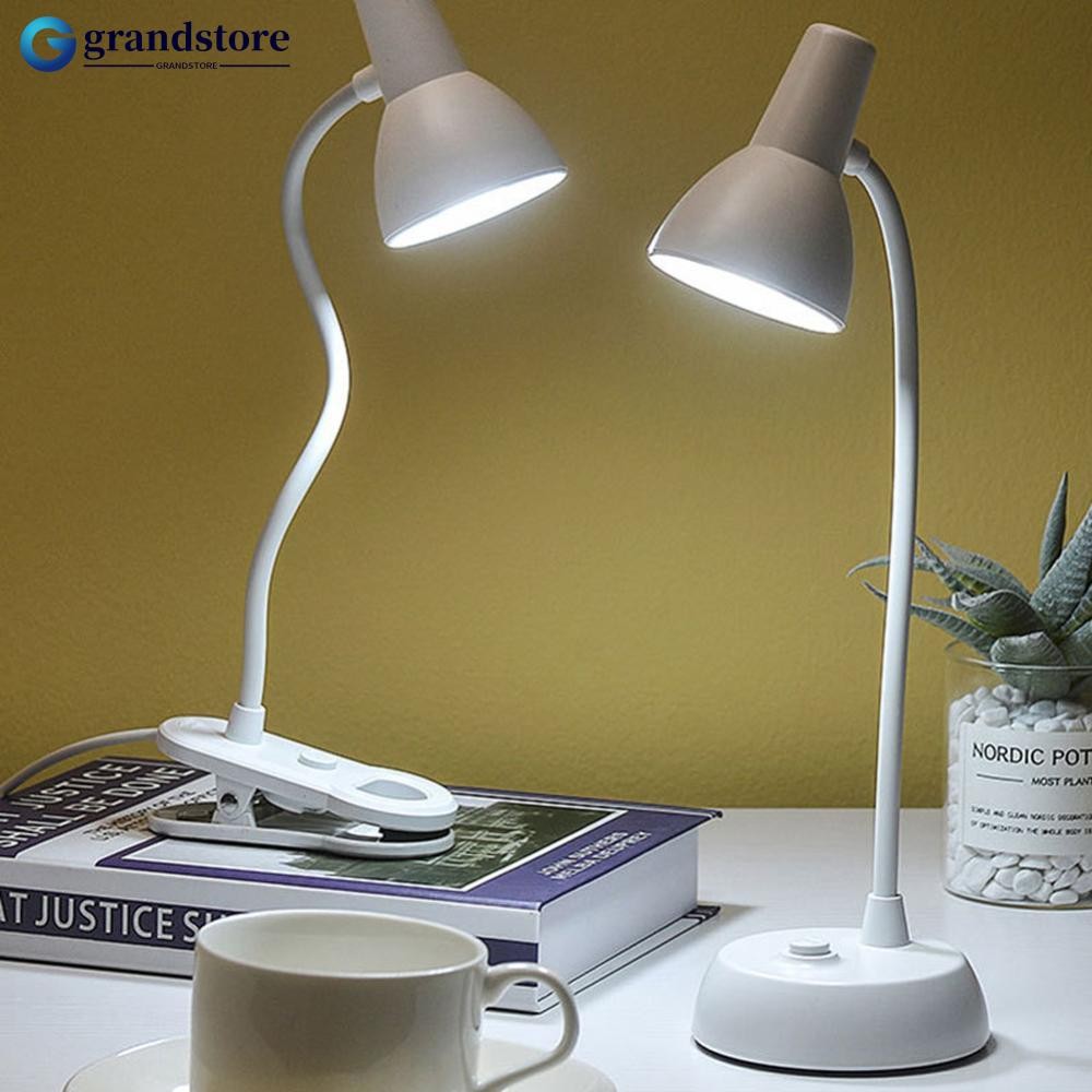 Grandstore LED Eye Protection Book Night Light ปรับมุม Mini Clip-On โคมไฟตั้งโต๊ะศึกษาแบตเตอรี่ขับเคลื่อนยืดหยุ่นสําหรับเดินทางห้องนอนอ่าน H1Z4