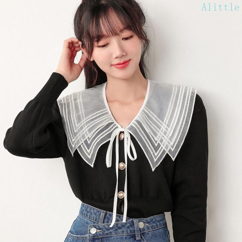Alia False Collar Hanfu Collar ปลอกคอที่ถอดออกได้เย็บปักถักร้อย Venise Neckline
