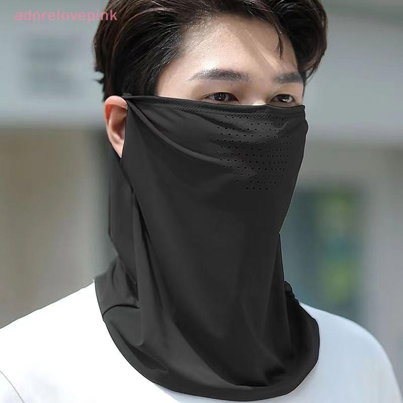 Adorelovepink ฤดูร้อนผ้าไหมน้ําแข็งหน้ากากคอ UV Protection Face Cover Face Brim กลางแจ้งขี่จักรยาน Sun Protection หมวกหมวก th