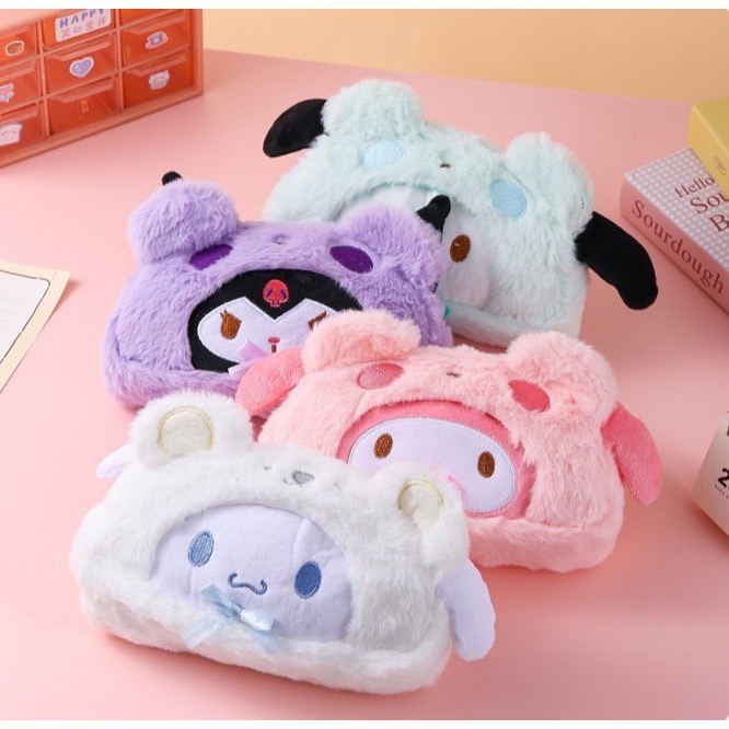 พร้อมส่งจากไทย กระเป๋าดินสอ ลายการ์ตูน ขนนุ่มน่ารักๆ จุของได้เยอะ ขนาดใหญ่