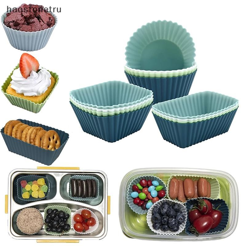 Ost 12 ชิ้นซิลิโคน Cupcake เบเกอรี่ถ้วย Non-Stick มัฟฟิน Liners ชุดแม่พิมพ์ Bento กล่องอาหารกลางวัน Dividers Pastry แม่พิมพ์เค้ก N