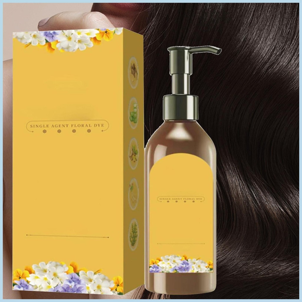 Single Agent Floral Dye Plant-Based Hair Color Shampoo Long Lasting Natural Hair Dye Shampoo for Women ผู้สูงอายุ wonddekth