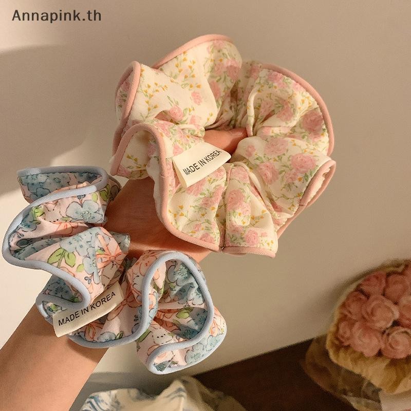 Annapink.th แฟชั่นเกาหลีดอกไม้ Scrunchies หญิงสาวยืดหยุ่นยางรัดผมอุปกรณ์เสริม Tie แหวนผมเชือก Headdress Headwear EN