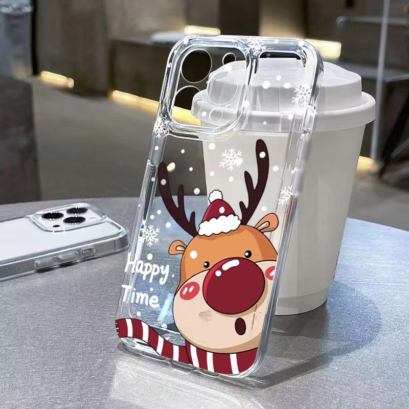 Soft Clear TPU เคสโทรศัพท์สําหรับ Xiaomi POCO X6 X5 M6 F6 F5 Pro Mi 14T 13T 12T 11T 12 Pro 11 Lite 5G NE คริสต์มาส Reindeer Santa Claus พิมพ์ฝาครอบ