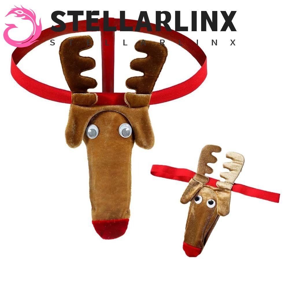 Stellarlinx ช้างจมูก Thongs, คริสต์มาส Elk ชุดชั้นในชาย, Creative Reindeer Bulge กระเป๋ากางเกง T กลับกางเกงชาย