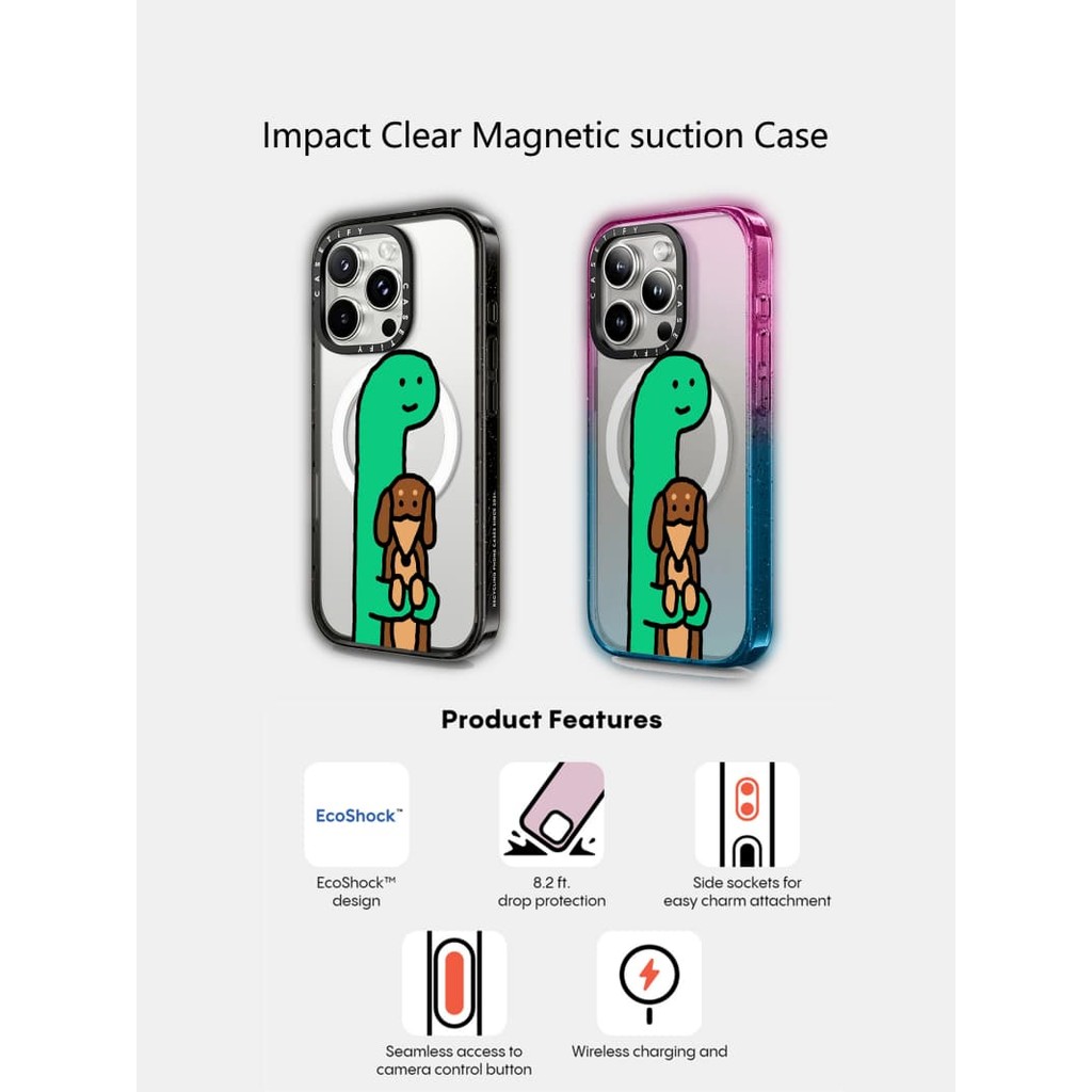 Casetify X joguman Hold Me แม่เหล็กดูด Hard อะคริลิคด้านหลังสําหรับ Apple IPhone 12 13 14 15 16 Pro Max Plus พร้อมกล่อง
