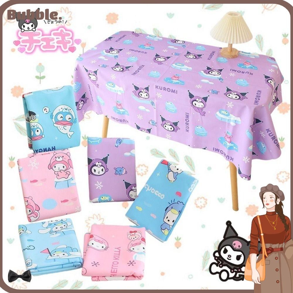 Bubble เบาะรองนั่งโต๊ะปิคนิค, ผ้าปูโต๊ะลายการ์ตูน Melody Cinnamoroll กันน้ํา, ผ้าปูโต๊ะปาร์ตี้ Kuromi PE วันเกิด