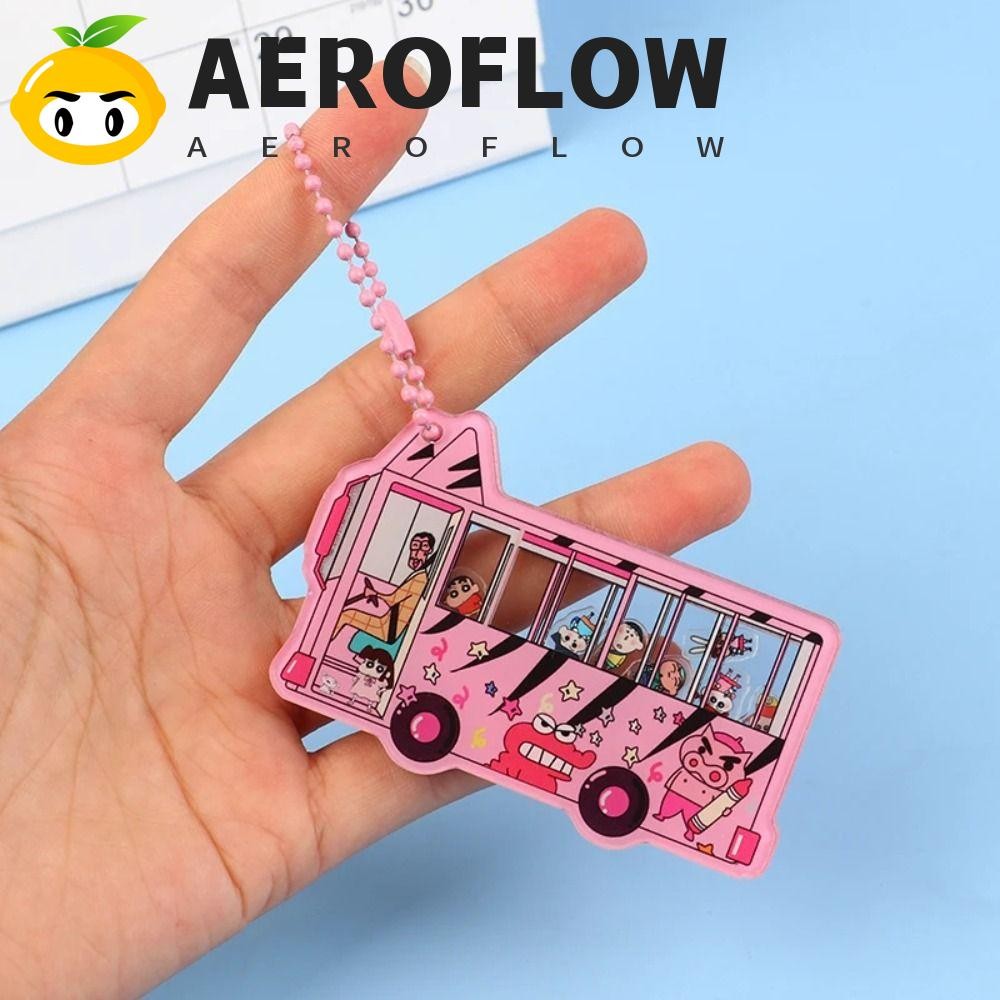 Aeroflow อะนิเมะ Crayon Shin-chan พวงกุญแจ, อะคริลิค Crayon Shin-chan Shin-chan สีชมพูโรงเรียนรถบัสจี้, เขย่าโยก Ins Crayon Shin-chan Shake Key Chain วันเกิดเด็กของขวัญ