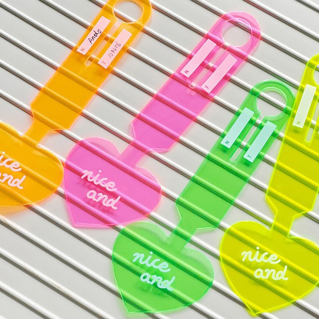 Pvc Fluorescent Baggage Tag Heart Shape กระเป๋าเดินทางป้าย PVC Anti Loss Travel Accessories - รูปที่ 7