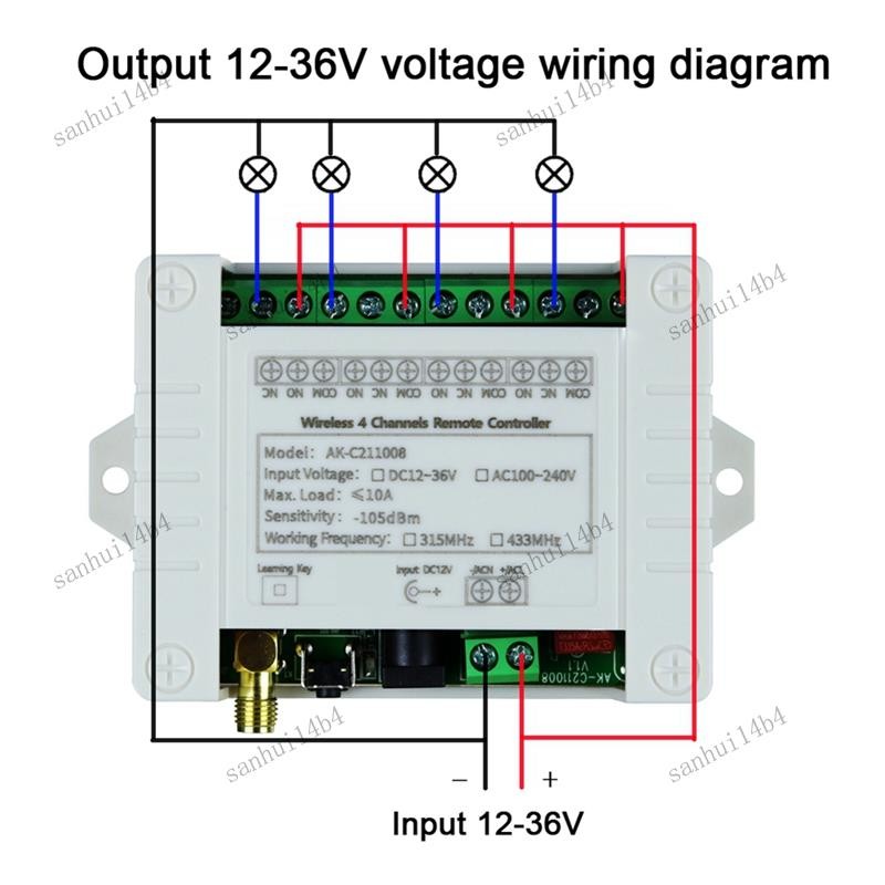 Dc 12V 24V 36V 10A 433MHz 4 ช่องรีเลย์ไร้สาย RF รีโมทคอนโทรลสวิทช์ตัวรับสัญญาณ + 4CH เครื่องส่งสัญญาณ ราคา ถูกที่สุด ดีลบีเคเค แกลเลอรีภาพที่ 2