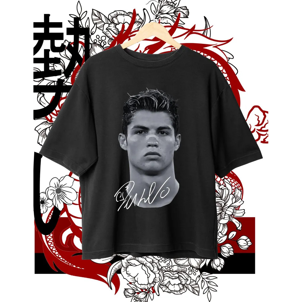 HOT👕 Ronaldo-T-Shirt-Design Cristiano Ronaldo CR7 T-Shirt-Sublimation เสื้อยืดผ้าฝ้ายแท้ S-5XL
