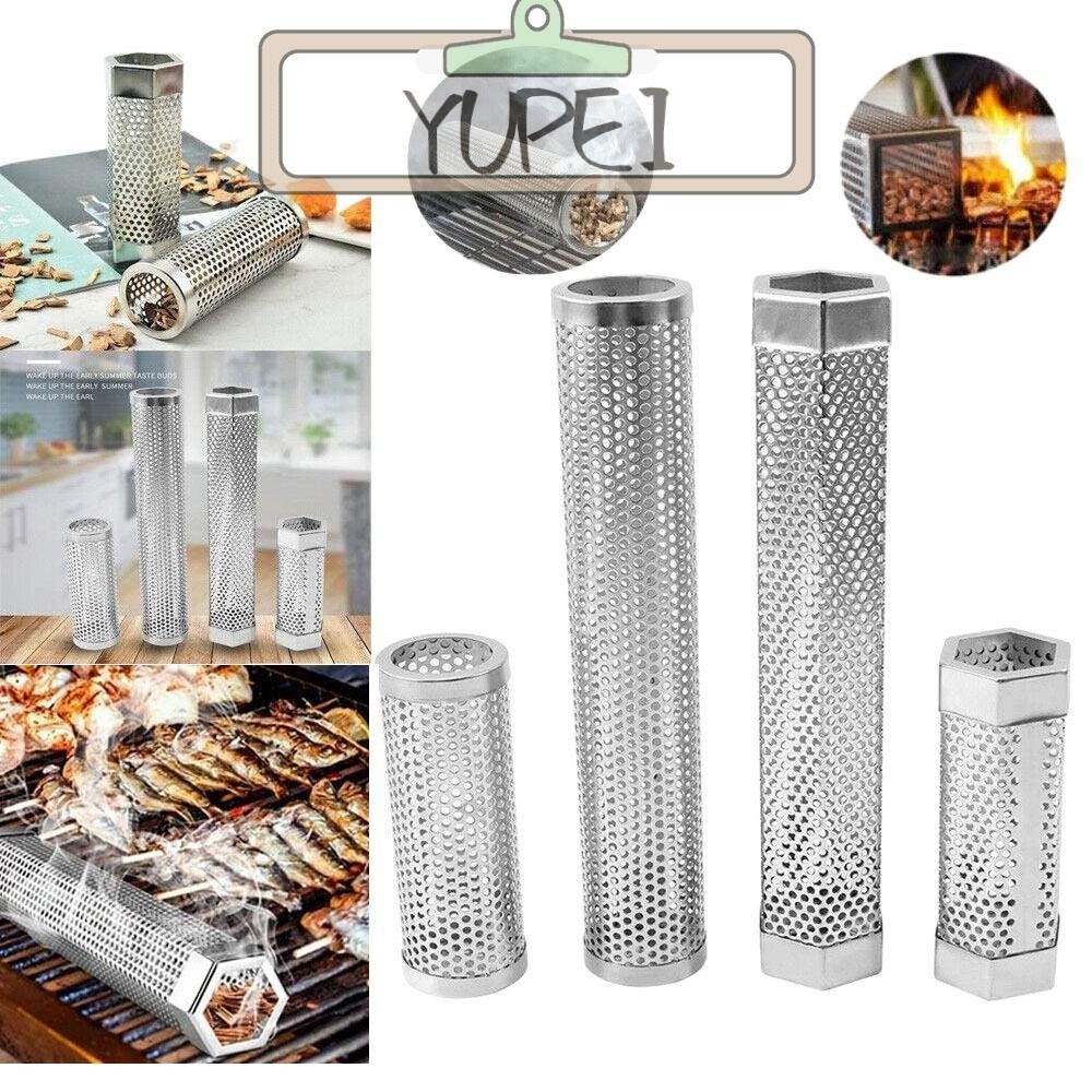 Yupei สแตนเลสตาข่าย Camping อุปกรณ์เสริมเม็ด Smoker กล่องบาร์บีคิวกล่องรมควัน BBQ Smoker Tube