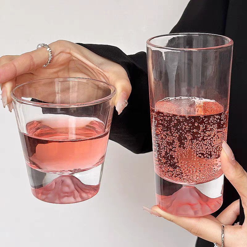 !พร้อมส่ง แก้วใสลวดลายฟูจิ ดีไซด์สวยงาม ความจุ 350 ML - รูปที่ 2