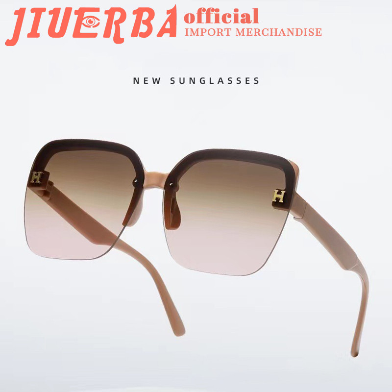JIUERBA ใหม่ แว่นตากันแดด กรอบสี่เหลี่ยม ตะวันตก สไตล์การปิดกั้นรังสียูวีแว่นตากันแดด