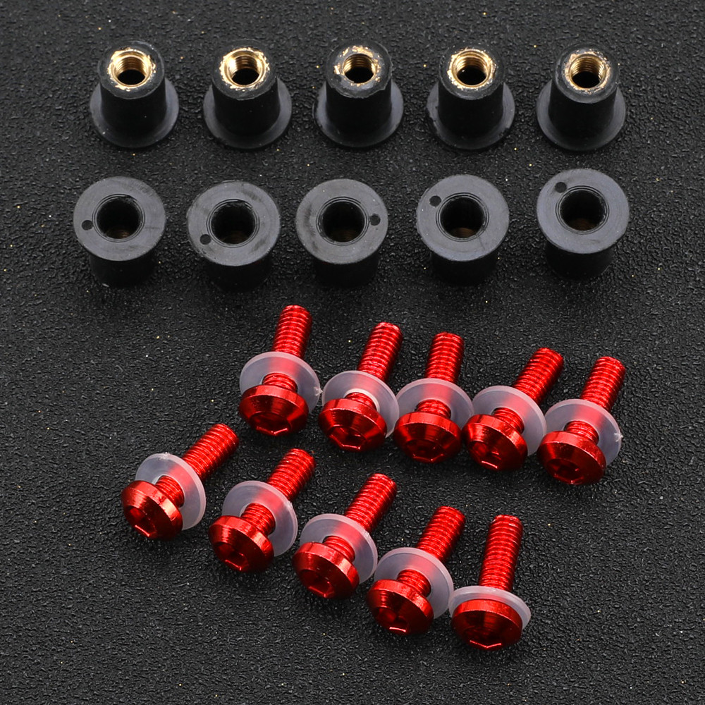 Gน็อตยึดกระจกบังลมสำหรับฮอนด้า CBF600 Sa CBF1000 CBF1000A CBF600SA CBF 600 1000 10ชิ้นมอเตอร์ไซด์5มม