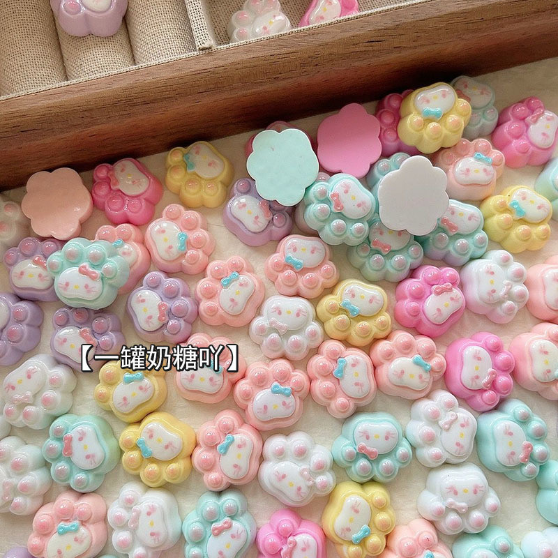 100 ชิ้นในสต็อก อุปกรณ์ DIY คลิปผม 3D เรซิน ลายอุ้งเท้าแมว น่ารัก ทำมือ วัสดุตกแต่ง