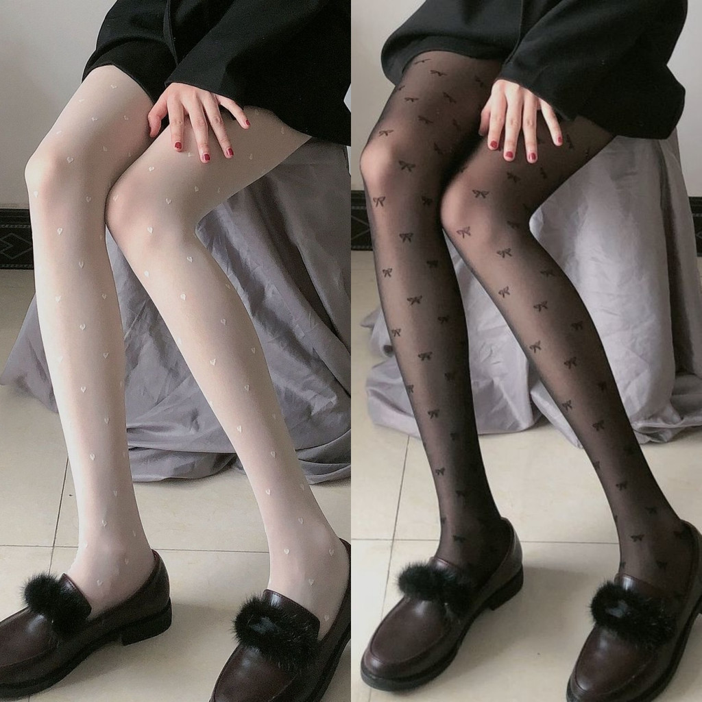 ถุงน่องสีดำ ธนูเล็ก ๆ ผอมมากเป็นพิเศษ ระบายอากาศได้ สะดวกสบายและระบายอากาศได้