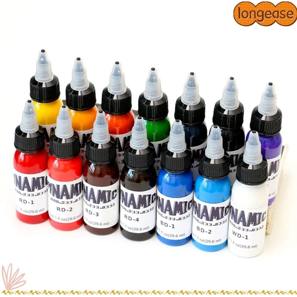 หมึกสัก LONGE 30ML ฝึกสัก สีดํา น้ําตาล แดง เขียว ม่วง ชมพู ขาว ฟ้า