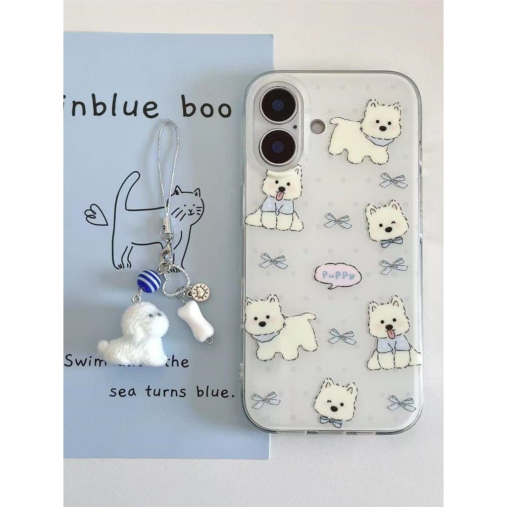 Insสไตล์การ์ตูนWest Highlandลูกสุนัขจี้เหมาะสําหรับiPhoneเคสโทรศัพท์เหมาะสําหรับiPhone 16 Pro Max/15