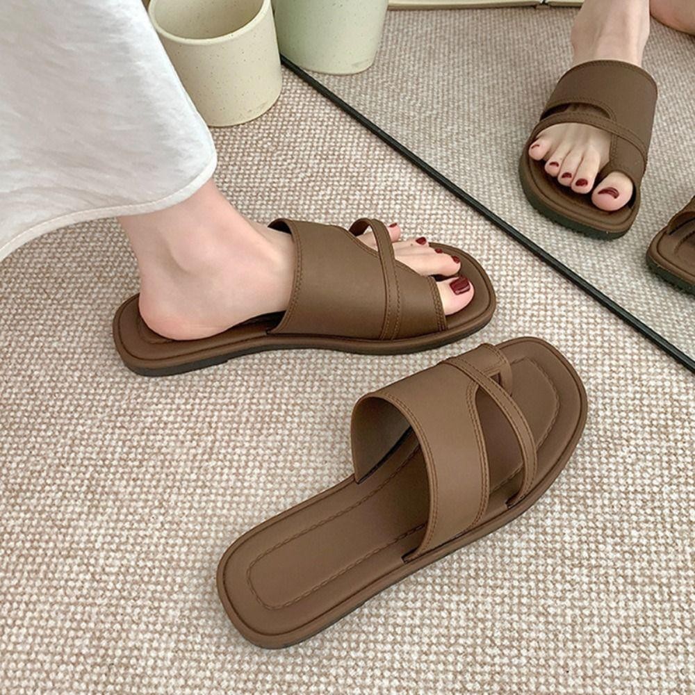 Blliss Flip Flops, รองเท้าแตะแบบสวม PU, รองเท้าชายหาดฤดูร้อนย้อนยุคผู้หญิง