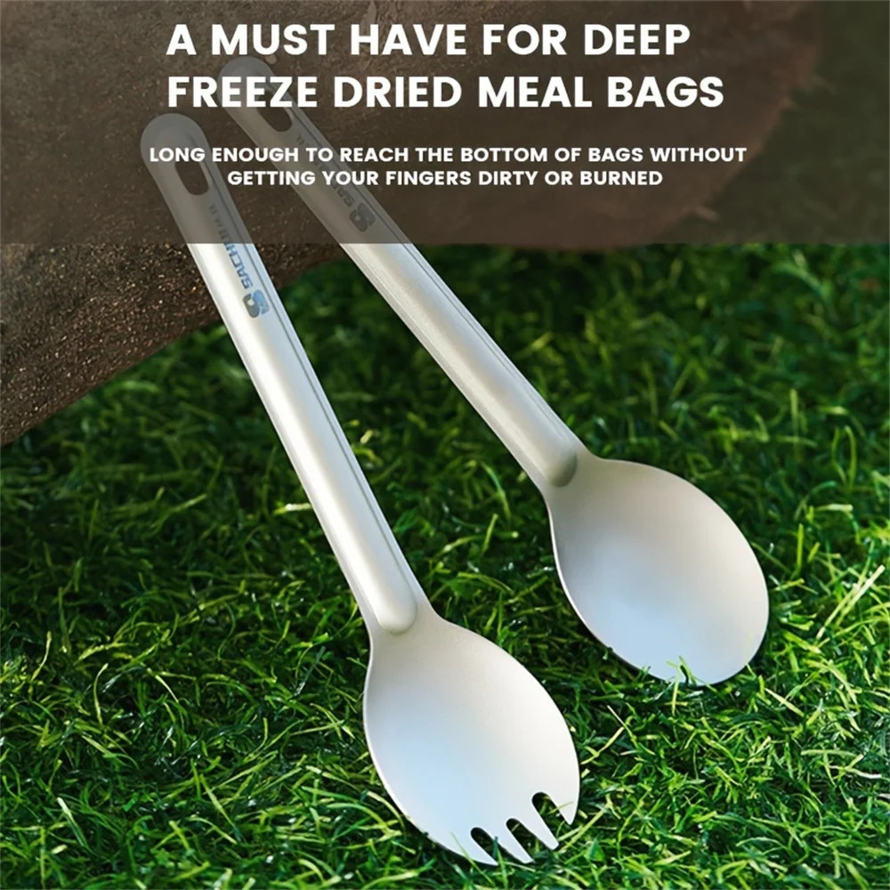 Outdoor Camping Spork Titanium Long Handle SC116 SACHUI ช้อนส้อม