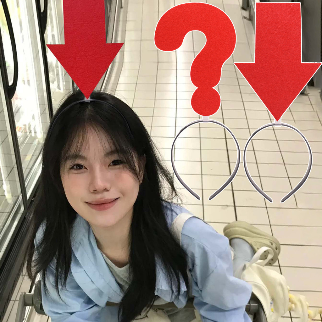 ยางรัดผมสัญลักษณ์สามมิติขี้เล่น - ที่คาดผมเครื่องหมายคําถามลูกศรที่ไม่ซ้ํา -เครื่องประดับผมส่วนบุคคลอุปกรณ์ถ่ายภาพ