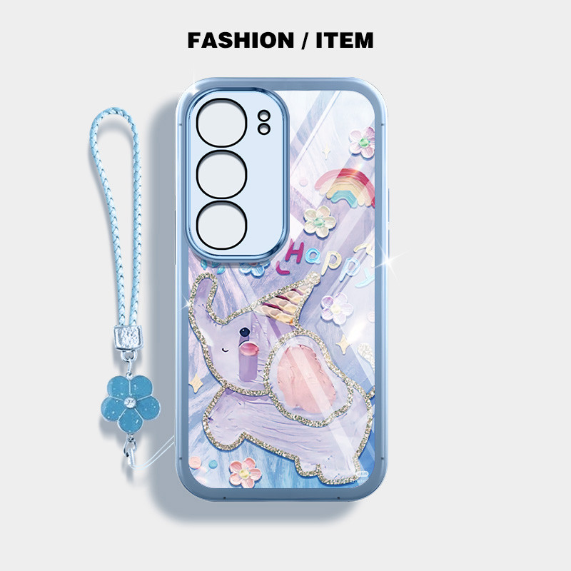 สําหรับ Vivo Y04 Y29S Y29 Y21d Y31 Y200 4G 5G Y19S V29E 5G S17 V29 Pro 5G S17T Y100 (IDN) 5G ช้างน้อยน่ารักเชือกโปร่งใส Anti Drop เคสโทรศัพท์