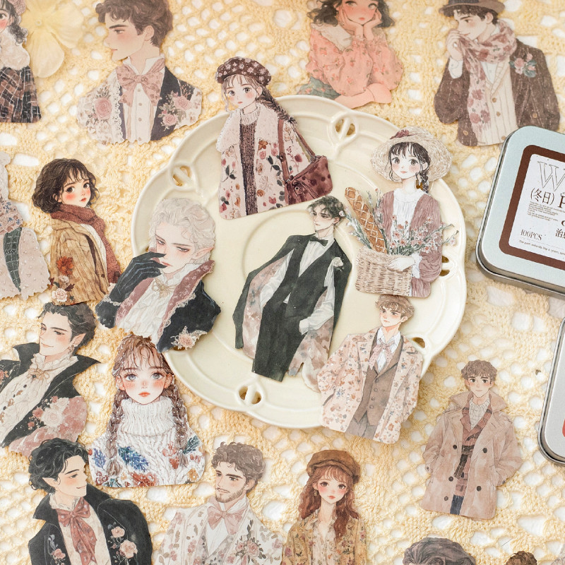 Journal Go 100 ชิ้นชายหนุ่มและสาวเลเซอร์สติกเกอร์ DIY Scrapbooking Collage Decor Junk Journal การ์ด Planner Craft Decor Decals