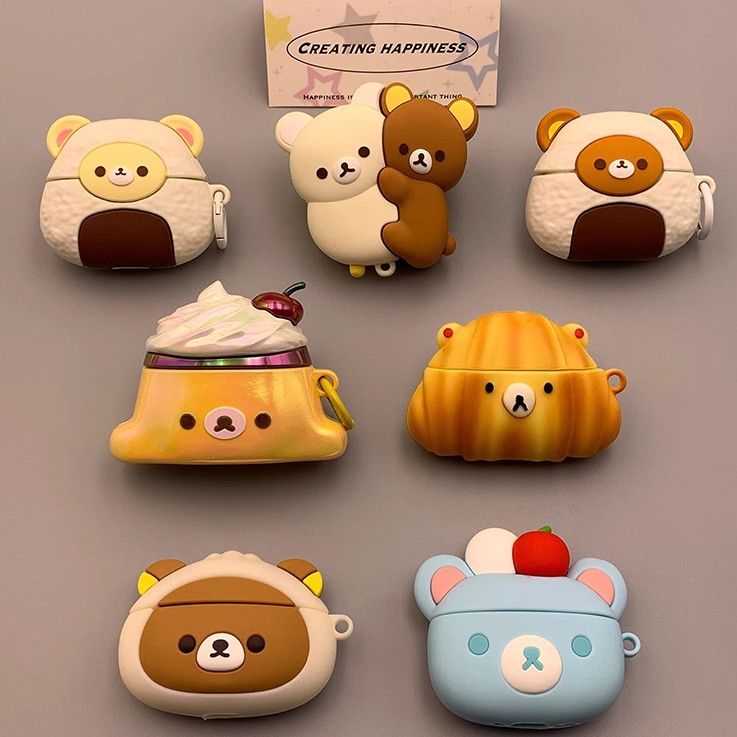 ผ่อนคลายหมีขนมปังขนมสําหรับ AirPods4th GenerationหูฟังกรณีAirPodsProรุ่นที่ 2นุ่มAirPods1/2ซิลิโคนPr