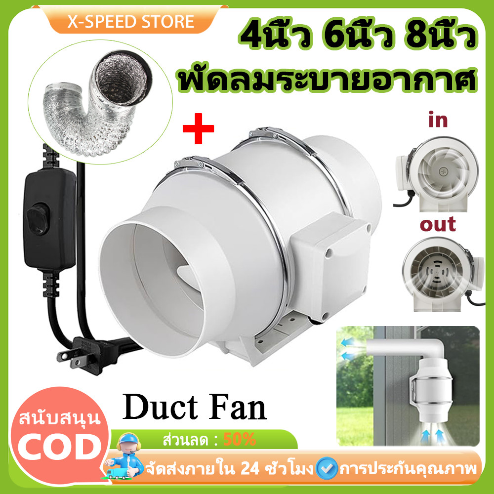 4 นิ้ว 6 นิ้ว 8 นิ้ว พัดลมระบายอากาศ หมุนต่อนาท พัดลมห้องครัว เสียงเงียบ พัดลมดูดควันน้ำมัน ความเร็วสูง พร้อมสวิตซ์