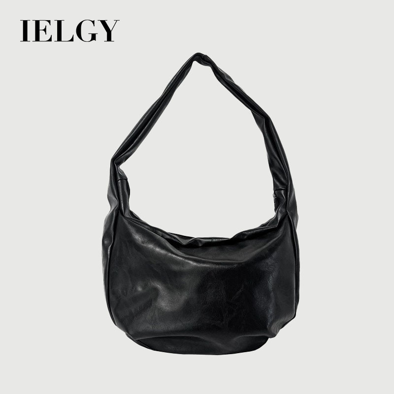 IELGY Retro Simple All-Match Commuter Shoulder Messenger Bag กระเป๋าแฟชั่นความจุขนาดใหญ่ Dumpling Bag